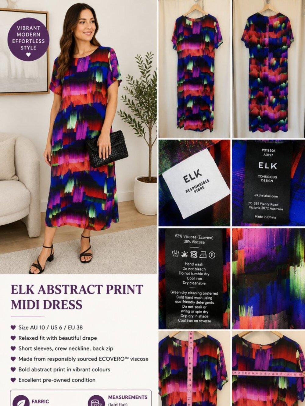 ELK Responsive Future Abstract Print Midi Dress